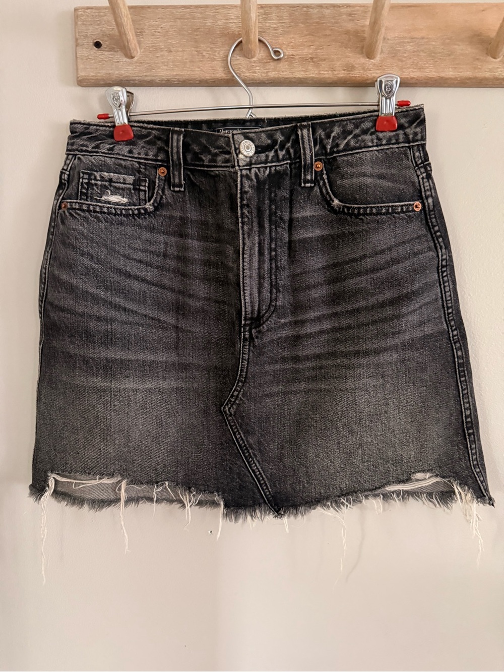 Abercrombie & Fitch Black Washed Denim Mini Skirt